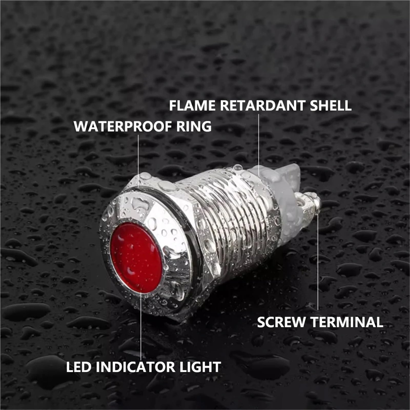 10 pezzi 19 mm LED spia luminosa in metallo AC/DC 3~220 V Mini spia di segnalazione IP65 spia luminosa a LED impermeabile(Ball Red Light,220V)