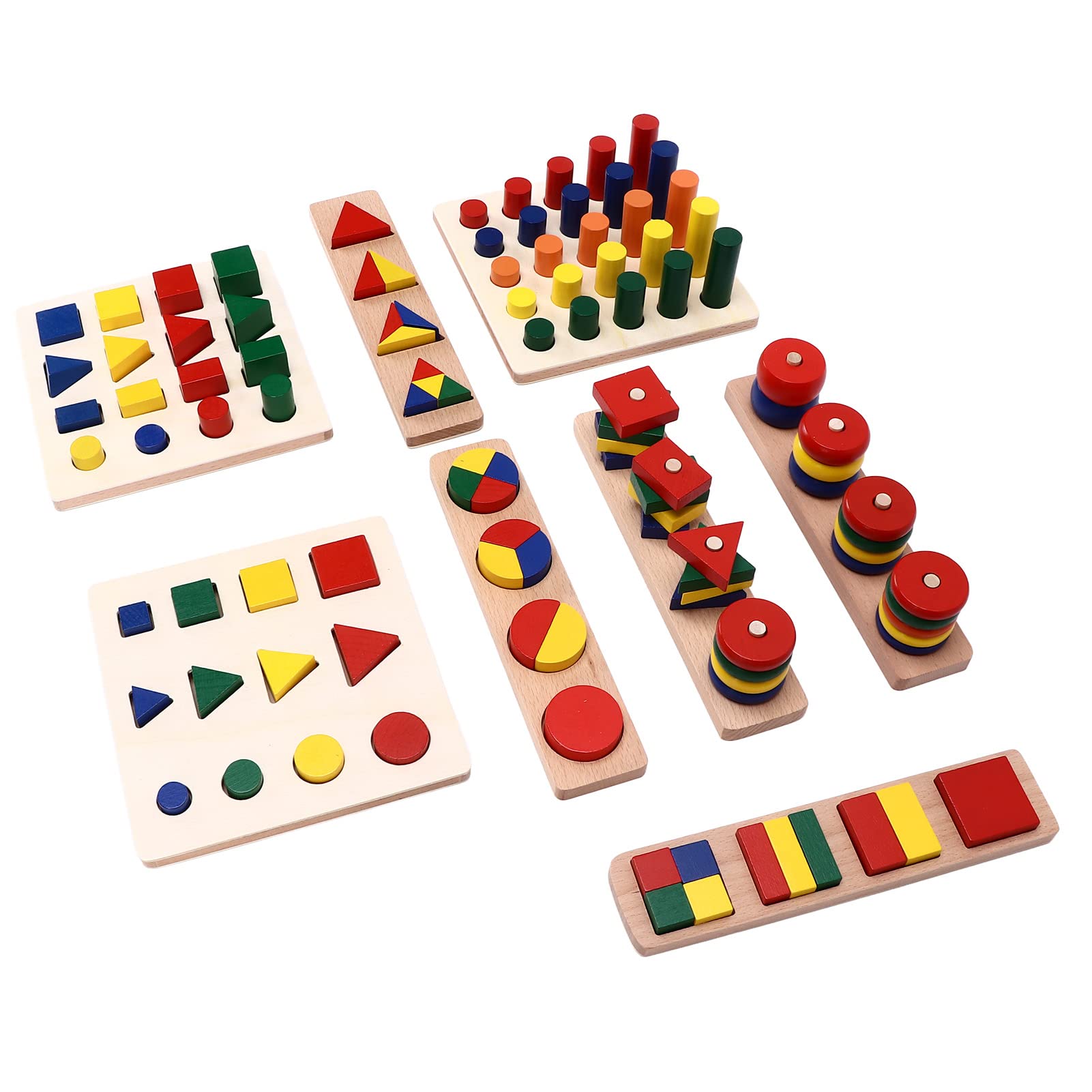 Generic Drewniane Puzzle w Kształcie Zabawki Edukacyjne dla Dzieci Dopasowywanie Kolorów Klocki do Sortowania Prezent Idealny od 3 Lat i Więcej Trwałe Drewno Bukowe