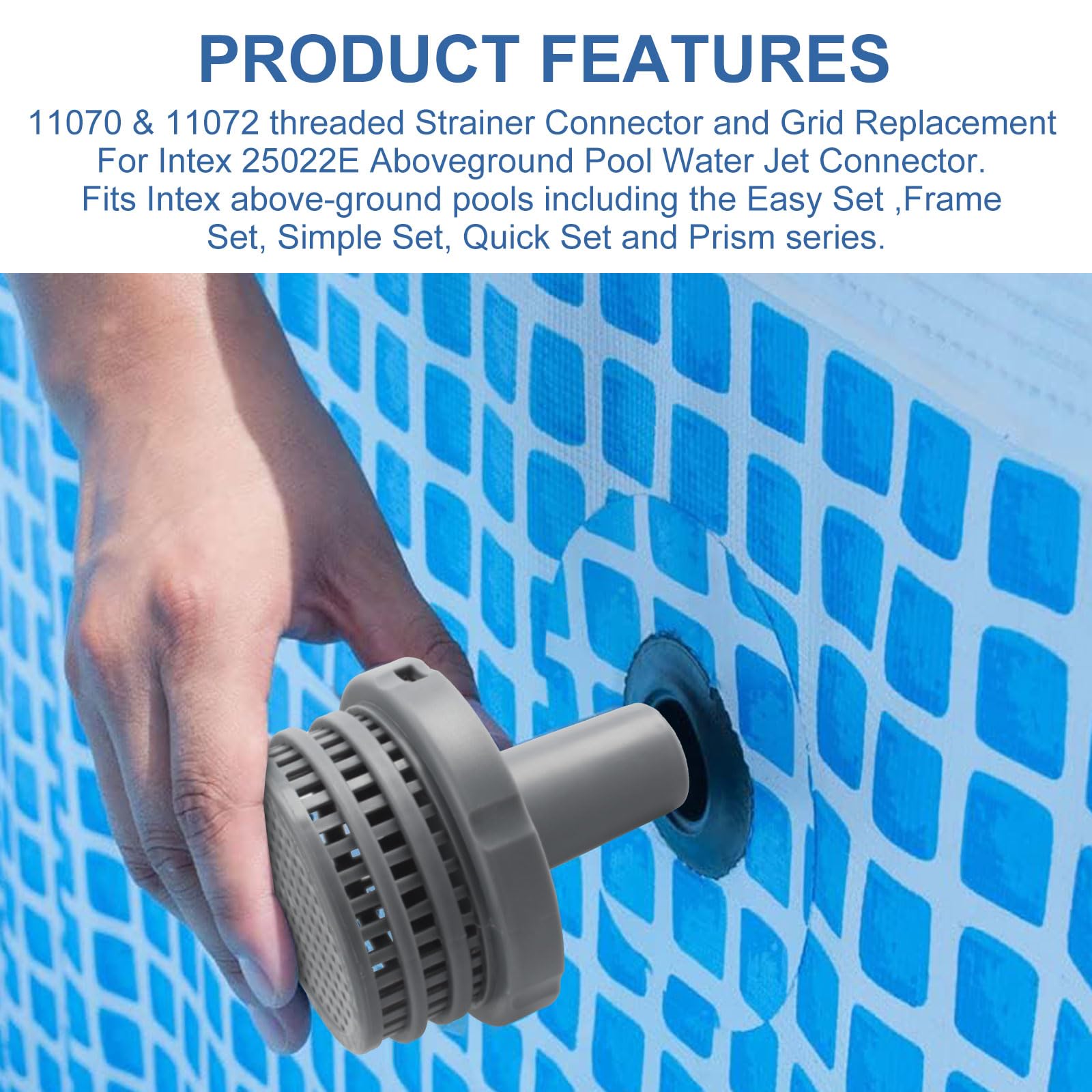 Conector de filtro de repuesto 11070 y 11072 para piscina Intex 25022E Kit de repuesto de conector de chorro de agua