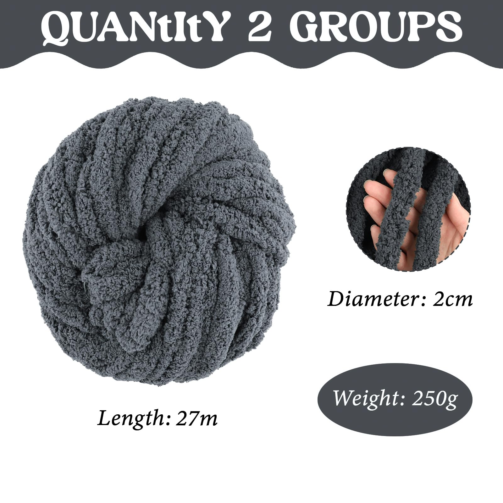 2Pcs Chunky Wool Yarn 250g - Image 2