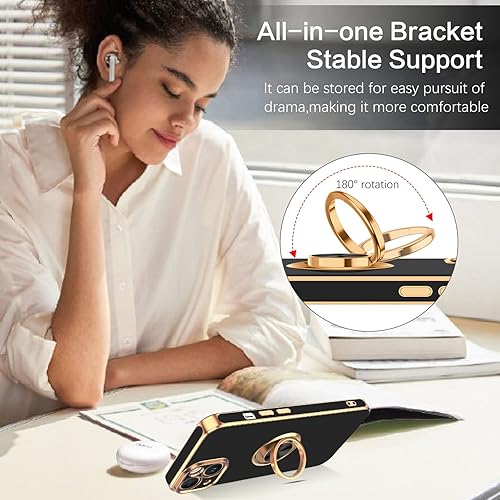 Miniatura 4 de VENINGO Funda para iPhone 14, funda para iPhone 14, ajuste delgado, suave soporte de anillo de 360 con base, compatible con soporte magnético para