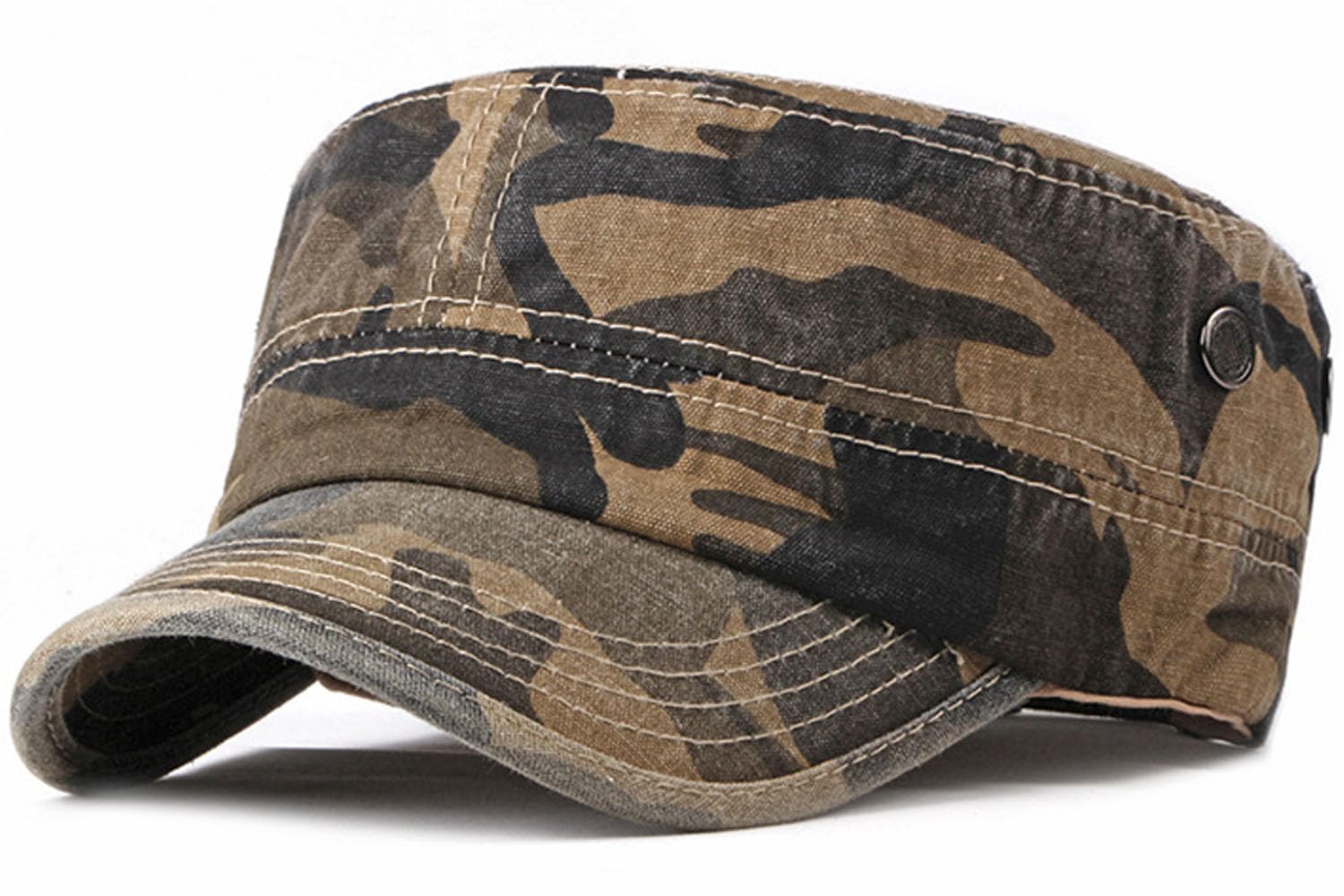 Babahu Men's Z-Brown Camouflage Washed Cotton Military Caps Cadet Army Caps Unique Design (Uk, Alpha, One Size, )