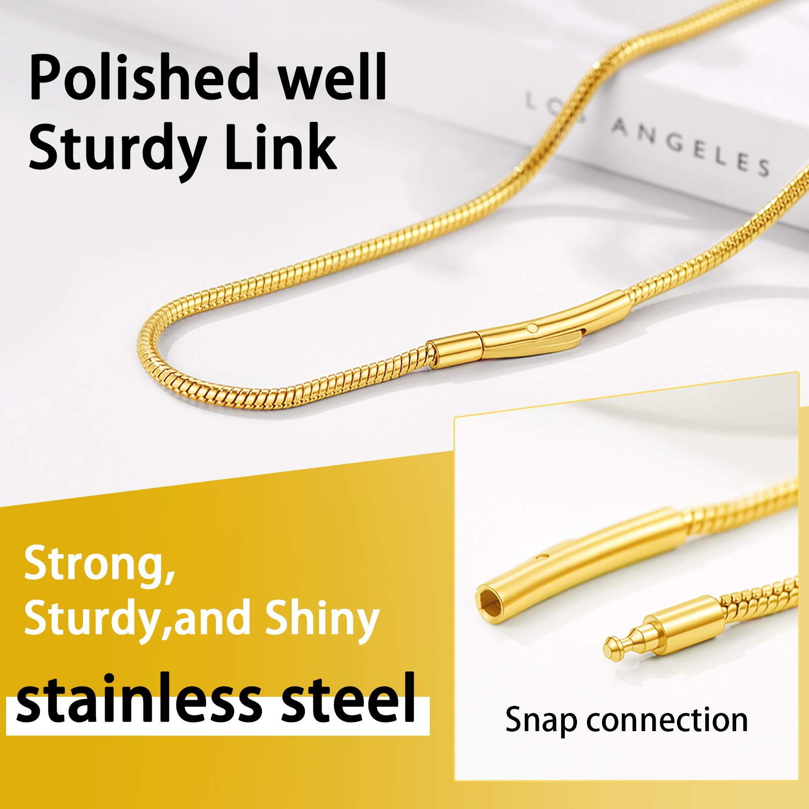 PROSTEEL 2mm Collana Ricambio per Cindolo di Catena Serpente Osso Sottile, Gioiello Donna Uomo Semplice, Lunghezza 41-76 cm, Acciaio Inossidabile/Placcato Oro, Argento Nero Oro, con Confezione