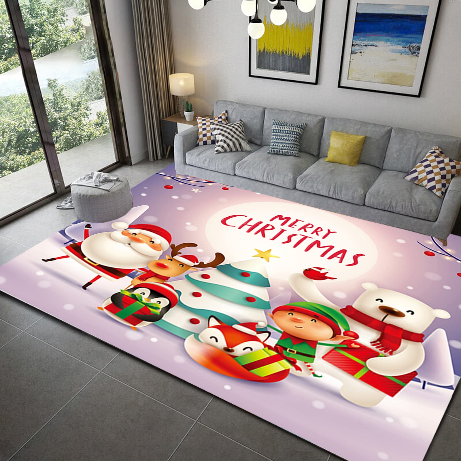 Felpudo Navidad resistente, antideslizante, antiestático, para salón, cocina, baño, decoración navideña, 90 x 500 cm