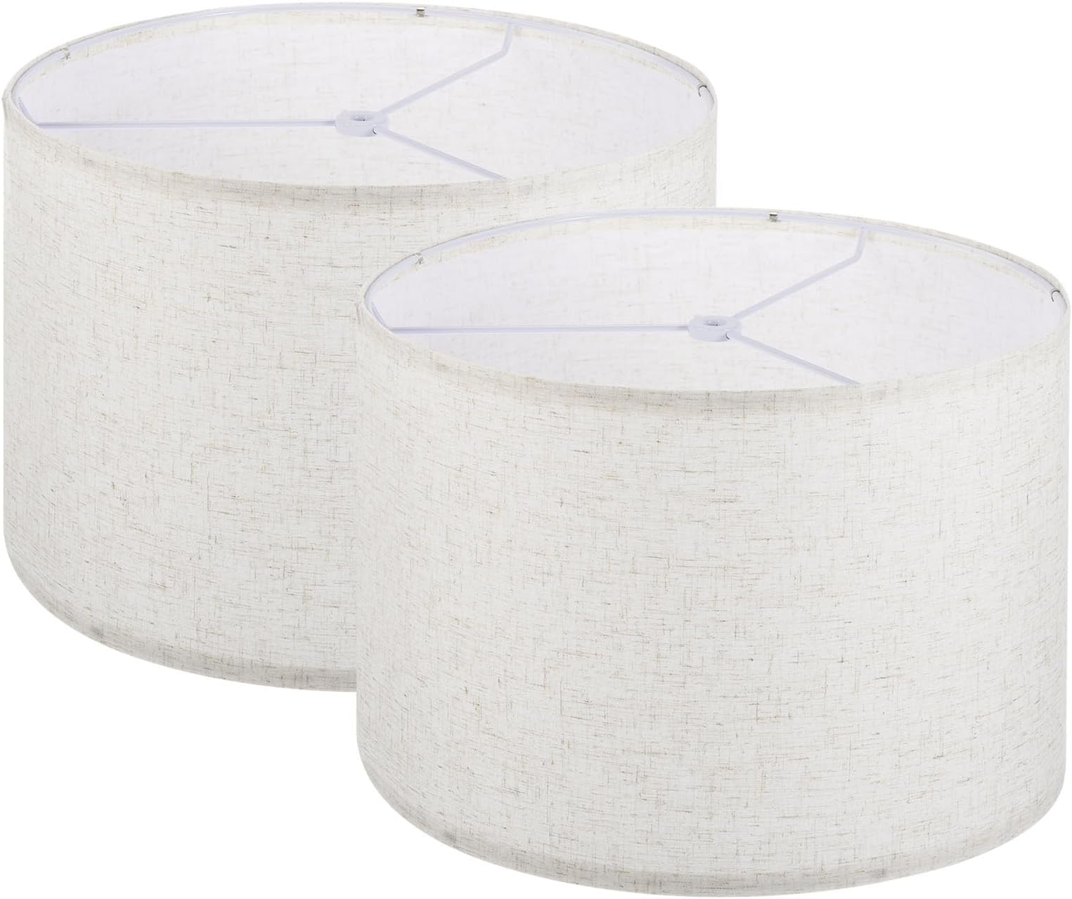 PATIKIL Drum Lamp Shades Set of 2, 13"x13"x9" Linen Round Lamp Shade for Table Lamps Easy Assembly Lampshade for Table Lamps Floor Lamps Bedside, Beige