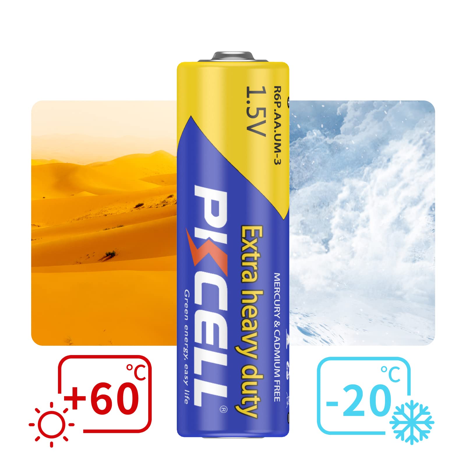 PKCELL AA Batterien – 100 Stück, Zink-Kohle, 1,5 V, Für Spielzeug, Fernbedienungen & Mehr