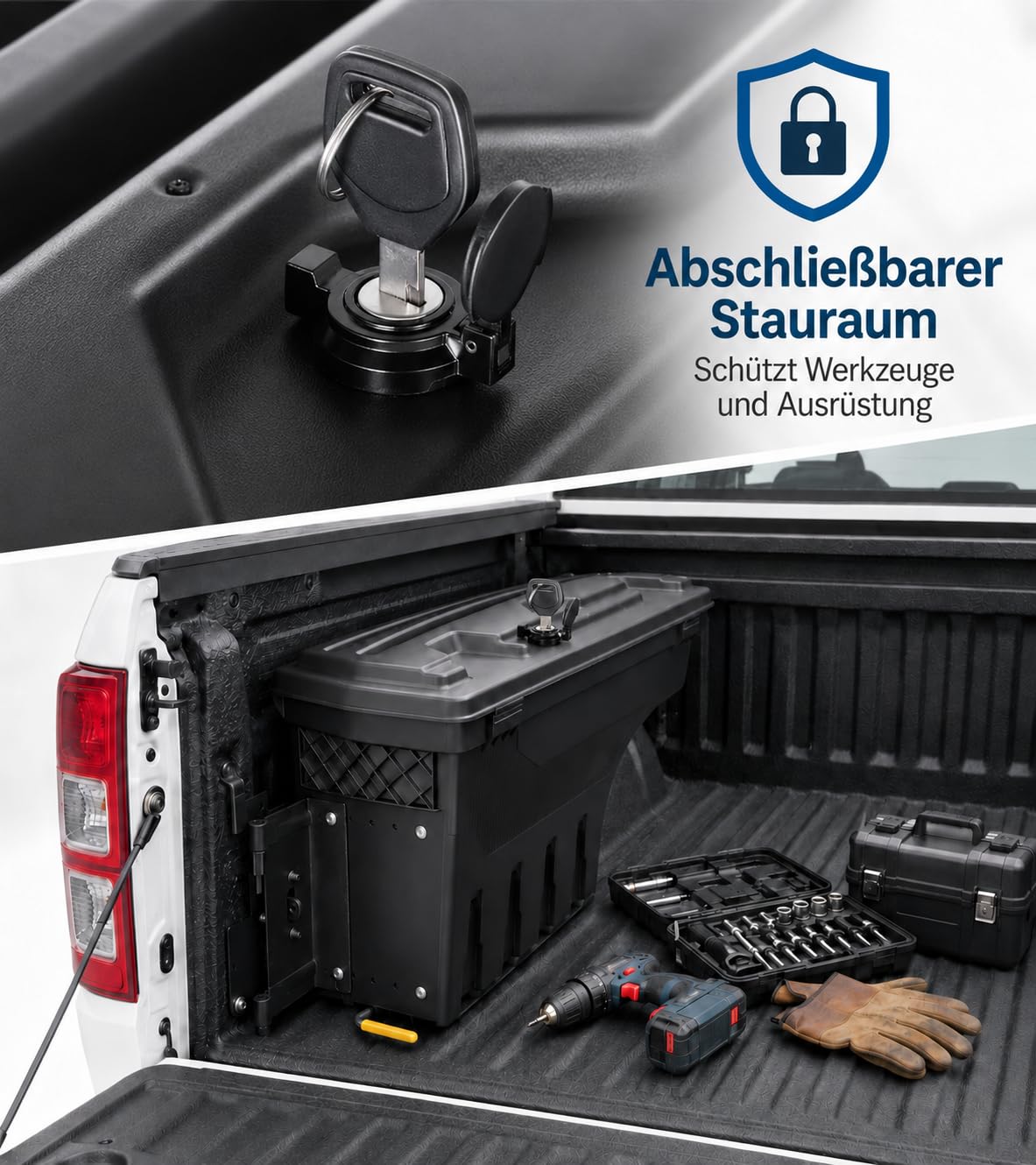 Cassetta degli attrezzi per Ford Ranger 2012-2022 T6 T7 T8 Scatola portaoggetti con serratura per camion 180°Swing Case Lato conducente (lato sinistro)