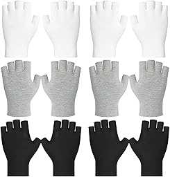 6 Pares Guantes de Algodon, Guantes Hidratantes sin Dedos, Guantes Finos de Algodón, para Manos Secas, SPA, Protección UV, para Inspección de Joyas, Manipulación de Monedas, Talla Única