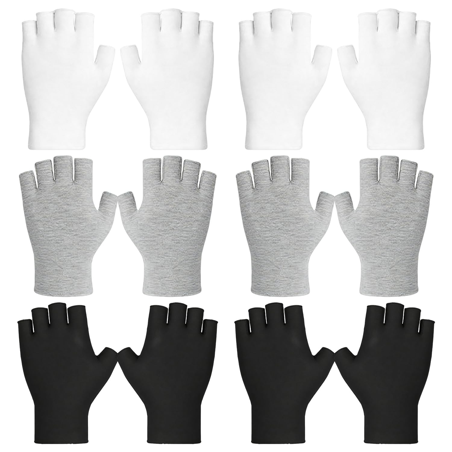 6 Pares Guantes de Algodon, Guantes Hidratantes sin Dedos, Guantes Finos de Algodón, para Manos Secas, SPA, Protección UV, para Inspección de Joyas, Manipulación de Monedas, Talla Única - 1