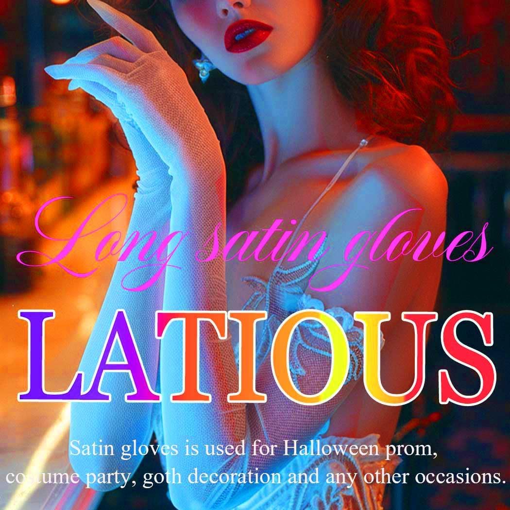 Latious Satin Wedding Gloves with Sequin Lace and Beads - Short Fingerless Gloves for Women - Image 6