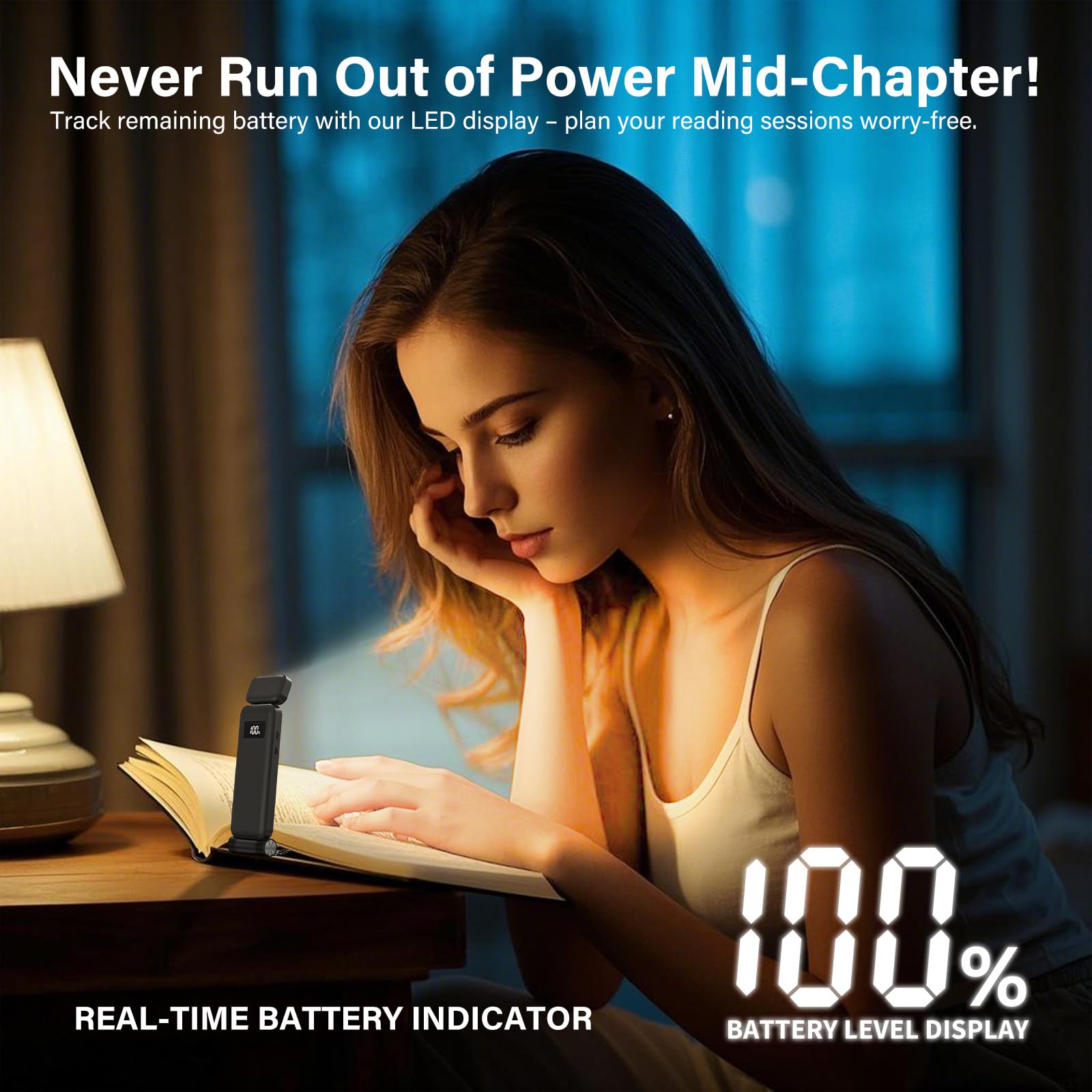 KTEBO Rechargeable Reading Book Light with Clip & Battery Indicator - 9 Luminescence Mode Book Lamp for Night Reading in Bed, Portable 1.6 Oz Ultralight Beside 30H Runtime, Gifts for Book Lovers, Kids