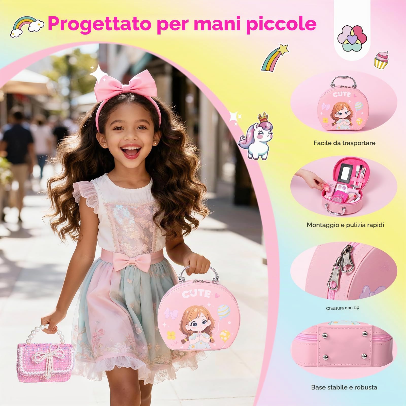 SAVILAND Set di Trucchi All-in-1 Valigetta Trucchi Lavabile Trucchi, Valigetta Trucchi Regalo di Natale o di Compleanno