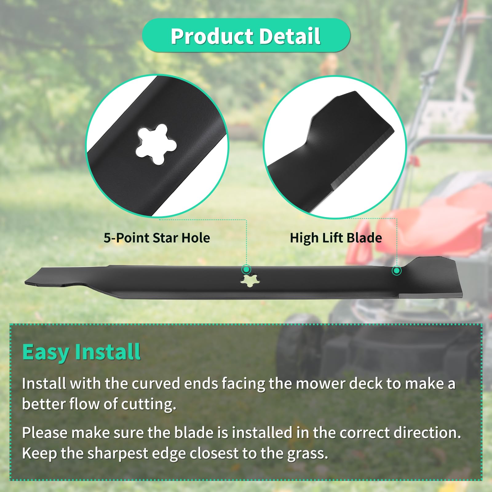 532138971 Cuchillas de alta elevación para cubierta de 42 pulgadas, cuchillas de cortacésped 138498 compatibles con cortacésped Craftsman Husqvarna Poulan, sustituye a 134149, 138971, 127843,