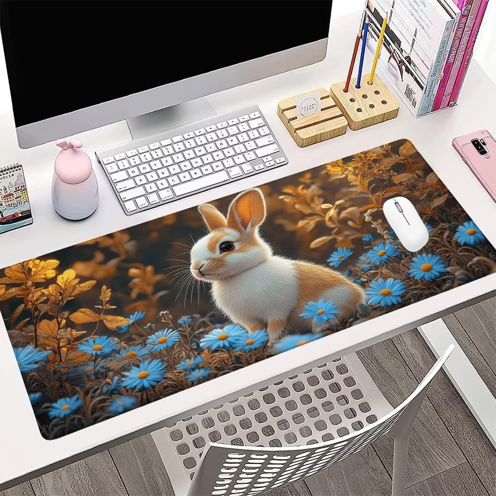 Alfombrilla de Mouse para Juegos, Giallo, XXL, Antideslizante, Impermeable, Diseño de Coniglio, Extendido, Grande, 1200x600x3mm, para PC, Laptop, Ufficio, Famiglia d-635