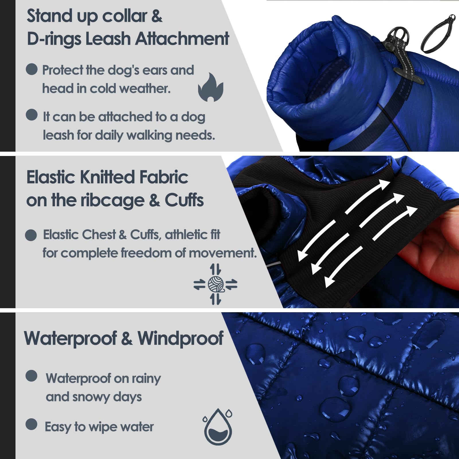 AOFITEE Hundemantel, wasserdichte Hundejacke für den Winter, kaltes Wetter Hundemäntel mit reflektierenden Streifen, Outdoor Winddichte Hundebekleidung für kleine Hunde