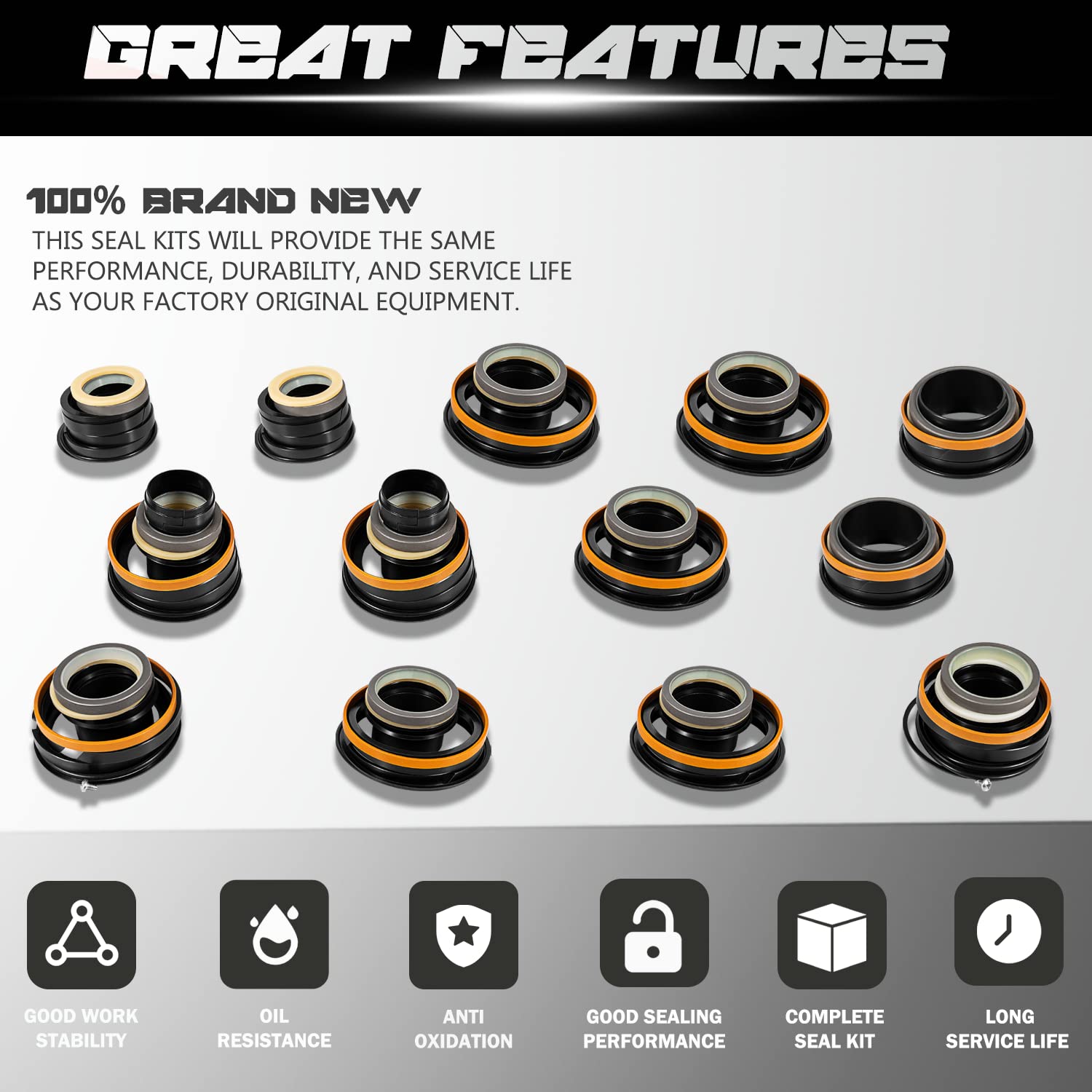 Whole Machine Seal Kit Fit for Case 580E 580SE 580SD Backhoe Hydraulic Cylinder Seal Kit Includes Boom/Swing/Stabilizer/Dipper/Backhoe Bucket/Loader Lift (13 Sets)