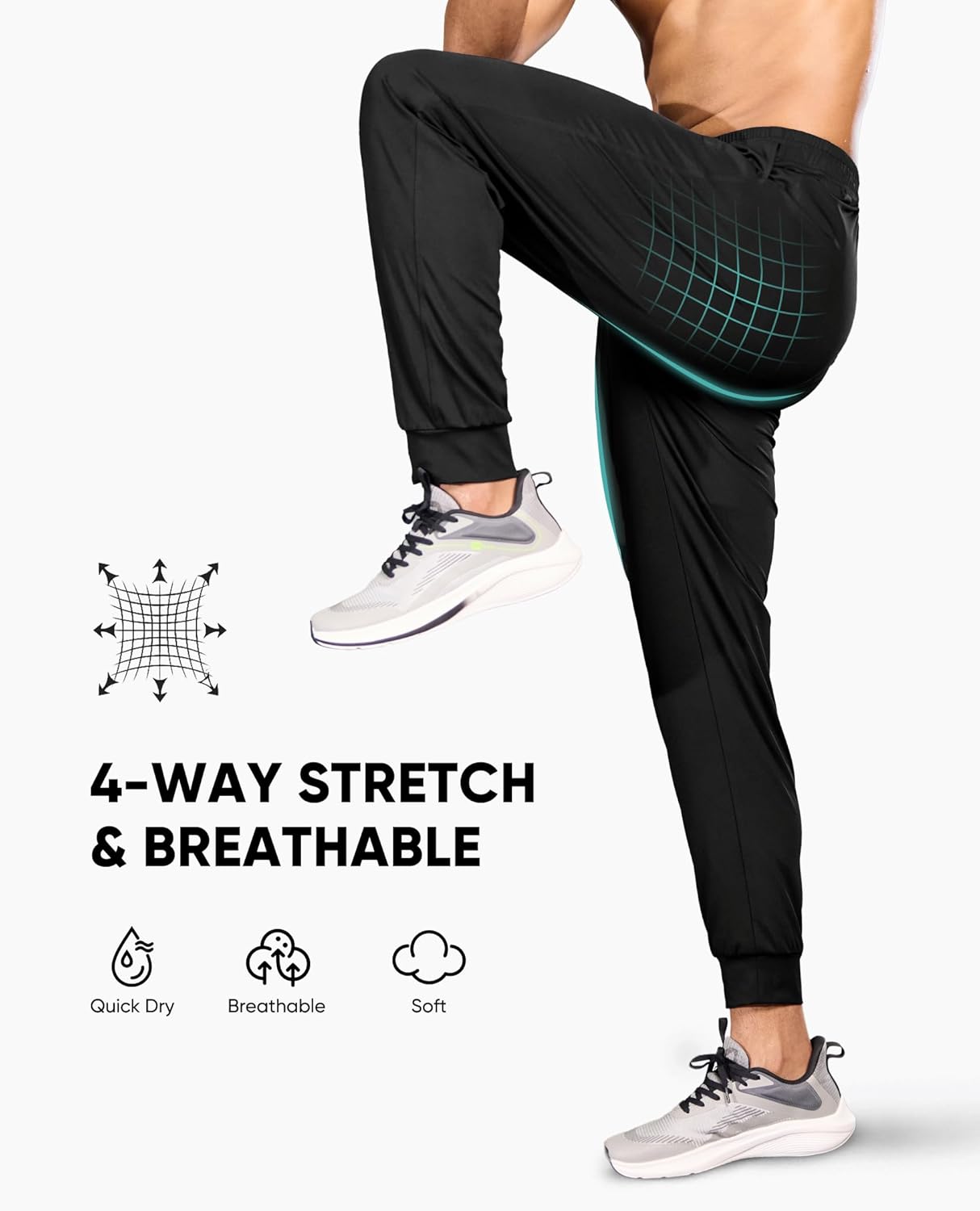 Mens Joggers with Zipper Pockets Lightweight Athletic Sweatpants Tapered Pants for Men Workout Running Hiking Gym - Image 5