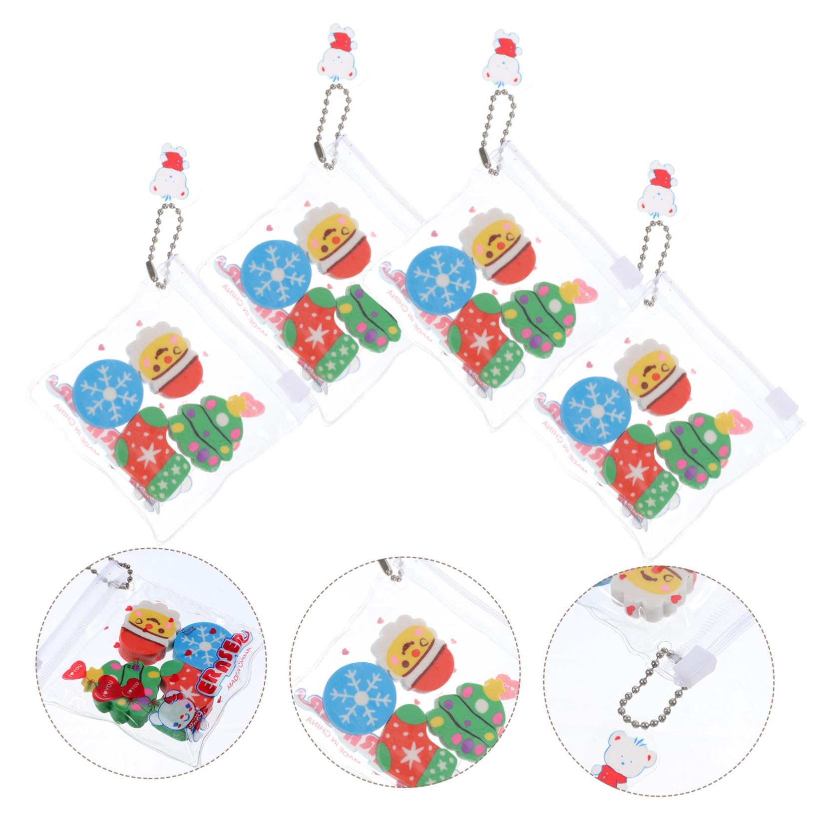 SHINEOFI 18 Sätze Weihnachtsradiergummi cute christmas decor süße radiergummis weihnachts geldgeschenke spaß Cartoon Radiergummis geformt Mini-Radierer Multifunktions-Radierer PVC