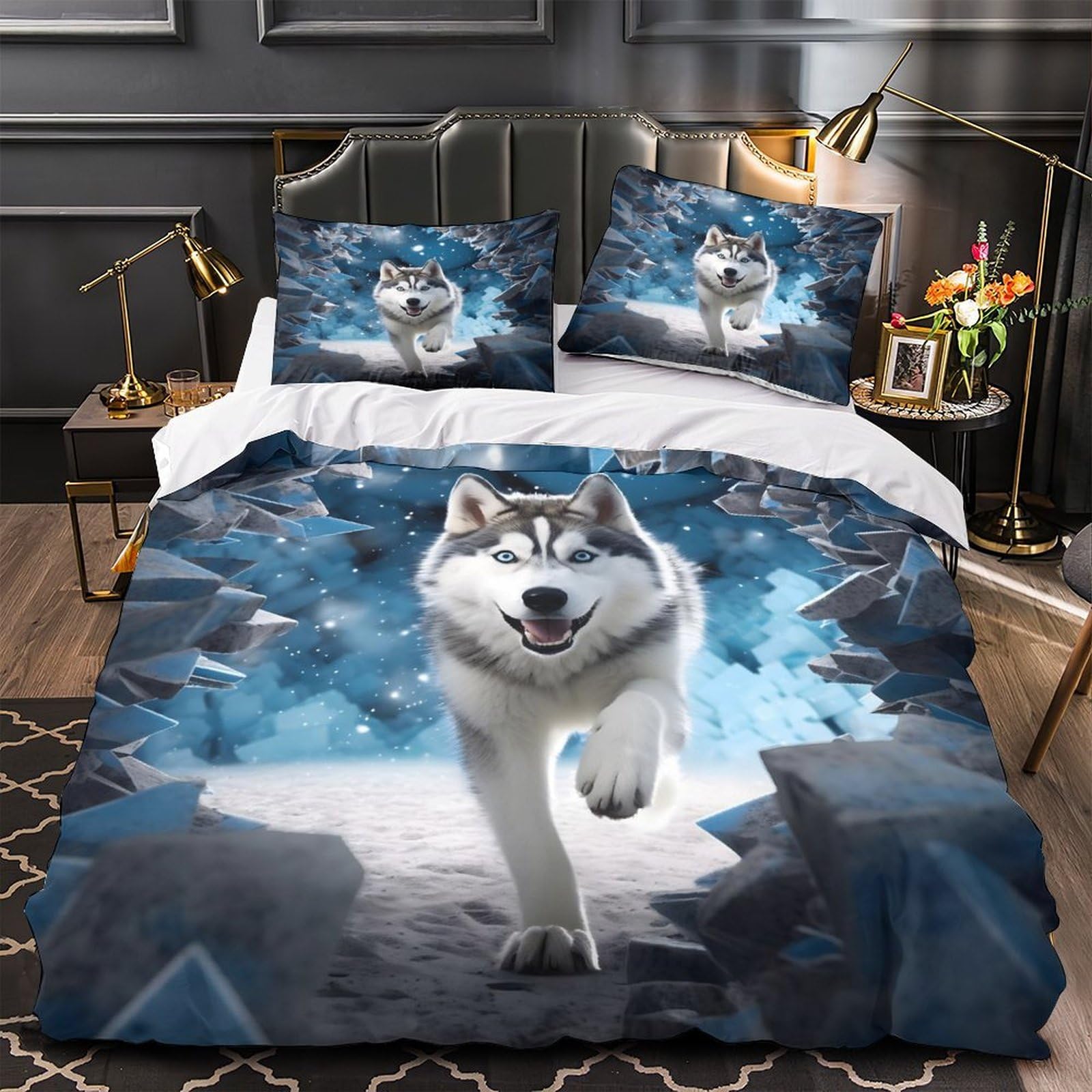 Parure de lit Husky 220x240 anti-plis et ultra douce pour un sommeil réparateur