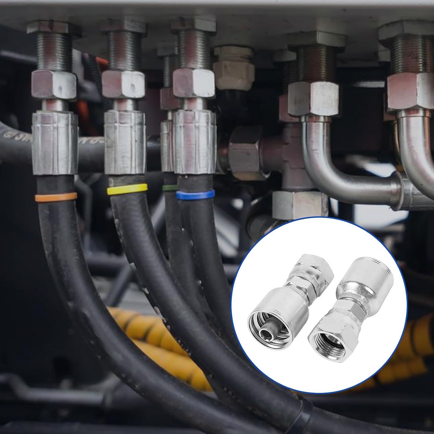12 Pack 3/8" Hose x 1/2" JIC 37° Hydraulic Hose Fittings, Hydraulic Quick Connect Fittings with Protection Cover, JIC Plug and Cap Kit for Hose End Connection, Hydraulic Fittings