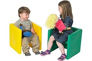 Children's Factory Yellow / Green Cube Chairs (Set of 2)