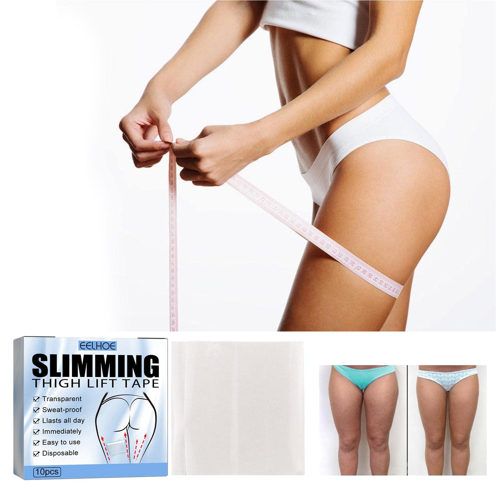 Lot de 30 bandes adhésives transparentes pour lifting des cuisses - Bande de raffermissement de la peau pour les jambes - Imperméable Lot de 30 bandes adhésives transparentes pour lifting des cuisses - Bande de raffermissement de la peau pour les jambes - Imperméable