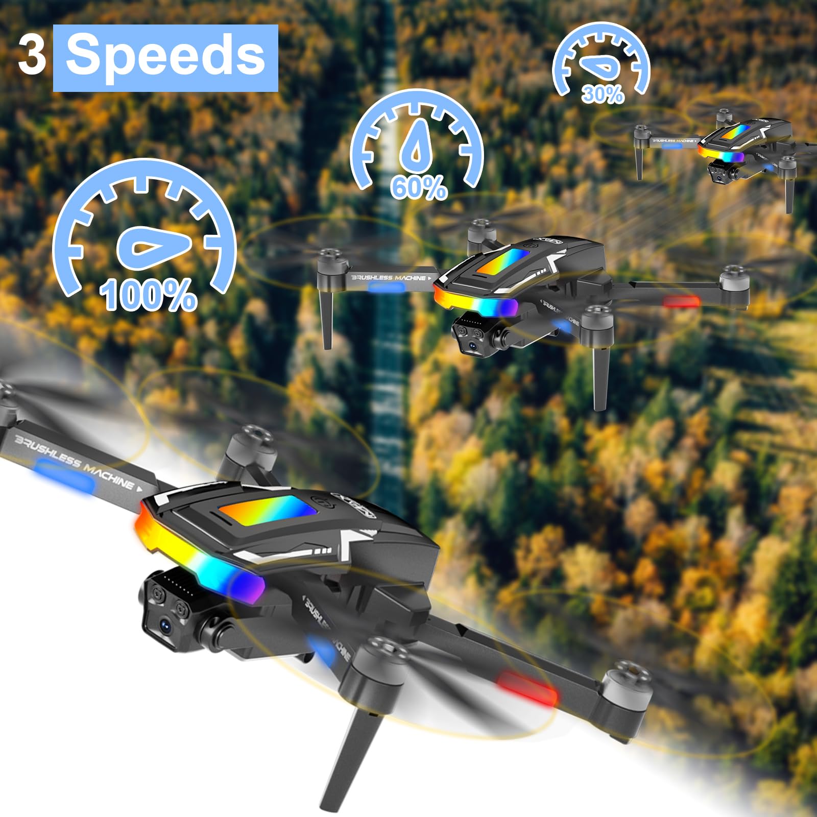 Dron con 2 Cámara 4K HD, GuKKK RC Quadcopter Drone Plegable para Principiantes, 90°Eléctrica ajustable FPV Dron con 2 Baterías y Bolsa Portátil, Juguetes para Niños y Niñas Regalos Navidad