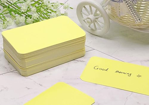 Miniatura 4 de Penta Angel 100 tarjetas de papel en blanco para notas, manualidades, pequeñas tarjetas de mensajes de negocios de palabras pequeñas (amarillo claro)