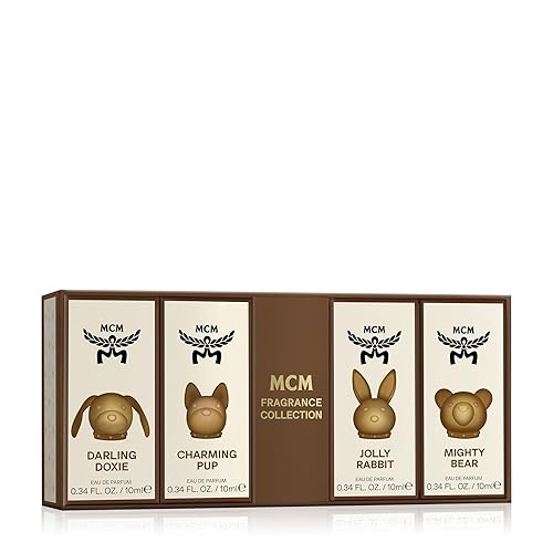 MCM Fragrance Collection Eau de Parfum Mini Gift Set (Darling Doxie, Charming Pup, Jolly Rabbit, and Mighty Bear) - 4 x 0.34 Fl. Oz. Perfume Spray