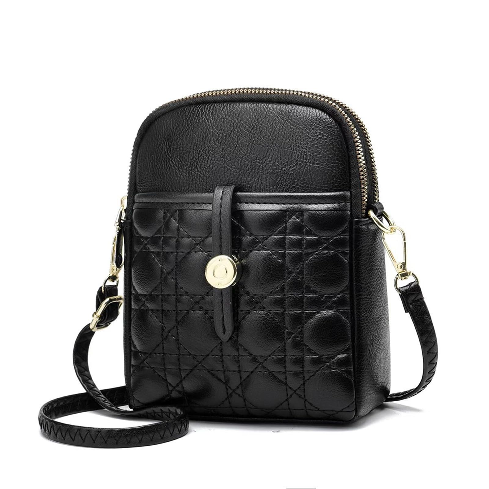 Leather Crossbody Bag for Women Men, Three Layers Large Capacity Messenger Bags Crossover Over the Shoulder Purse for Everyday Use Trip Walking Shopping