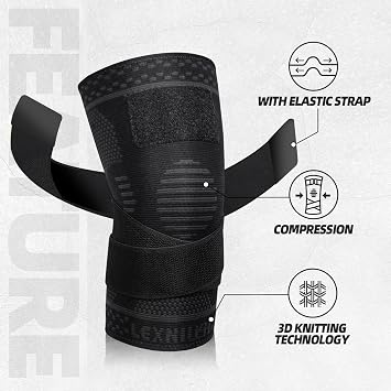 Lexniush Knee Support with Strap for Women Men, Adjustable Knee Brace for Knee Pain Relief, ACL, MCL, Joint Pain, Meniscus Tear, Knee Compression Sleeves for Running, Sports, Walking, Gym