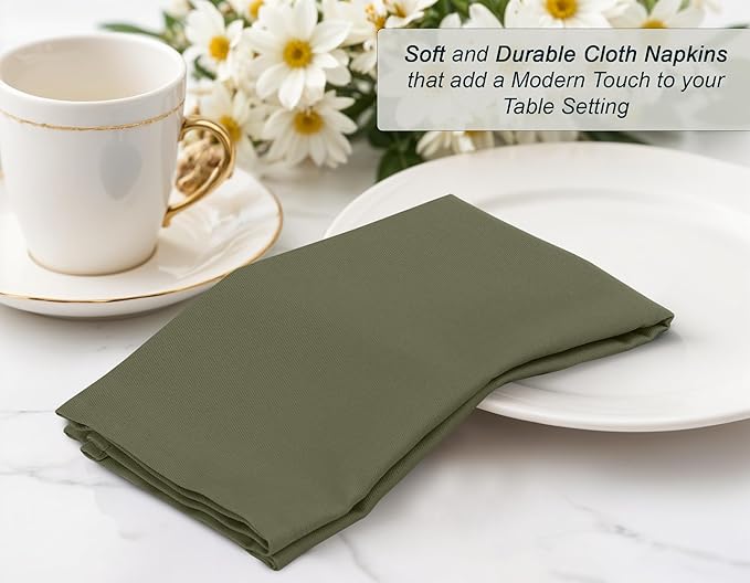 Zoyer Servilletas de Tela Set de 12, 18x18 Pulgadas, Algodón, Martini Olive miniatura 5