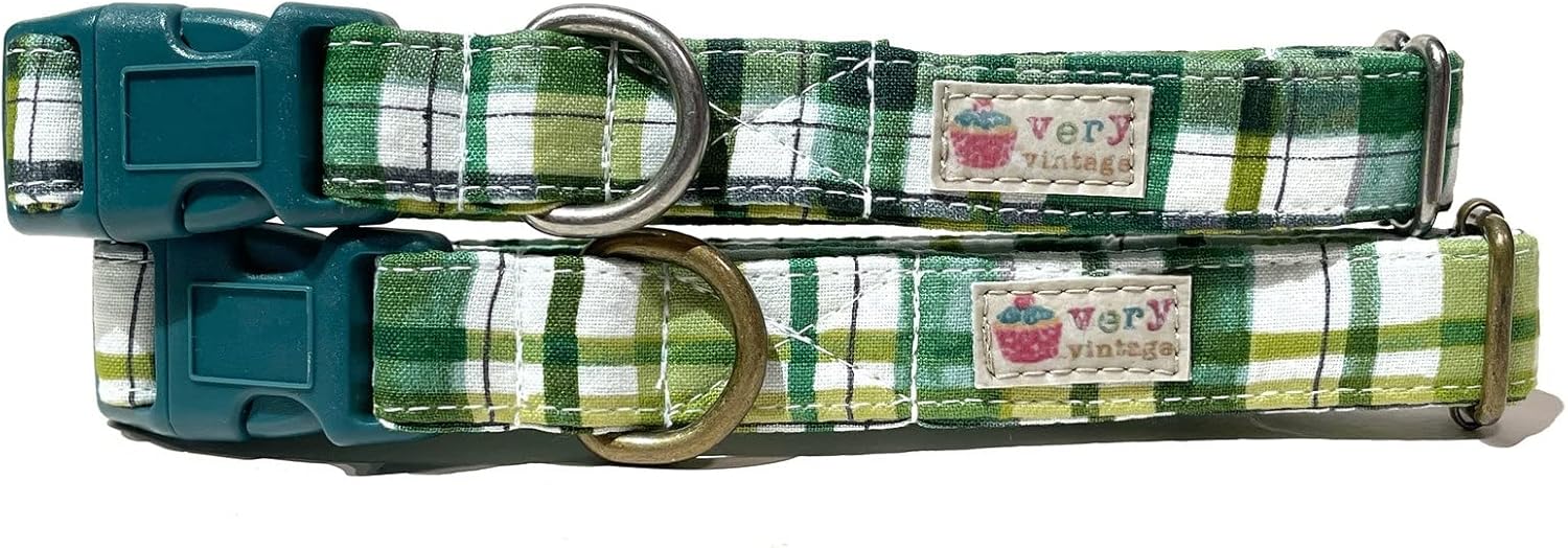 Finn Collar | Irish Plaid Collar | Dog Plaid Collar | Cat Plaid Collar | Tartan Collar | Gingham Collar - Organic Cotton - XL