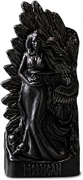 Morrigan Wooden Carved Goddess Statue for Home Altar, Norse Mythology Statuette, Creative Desktop Decorations Black