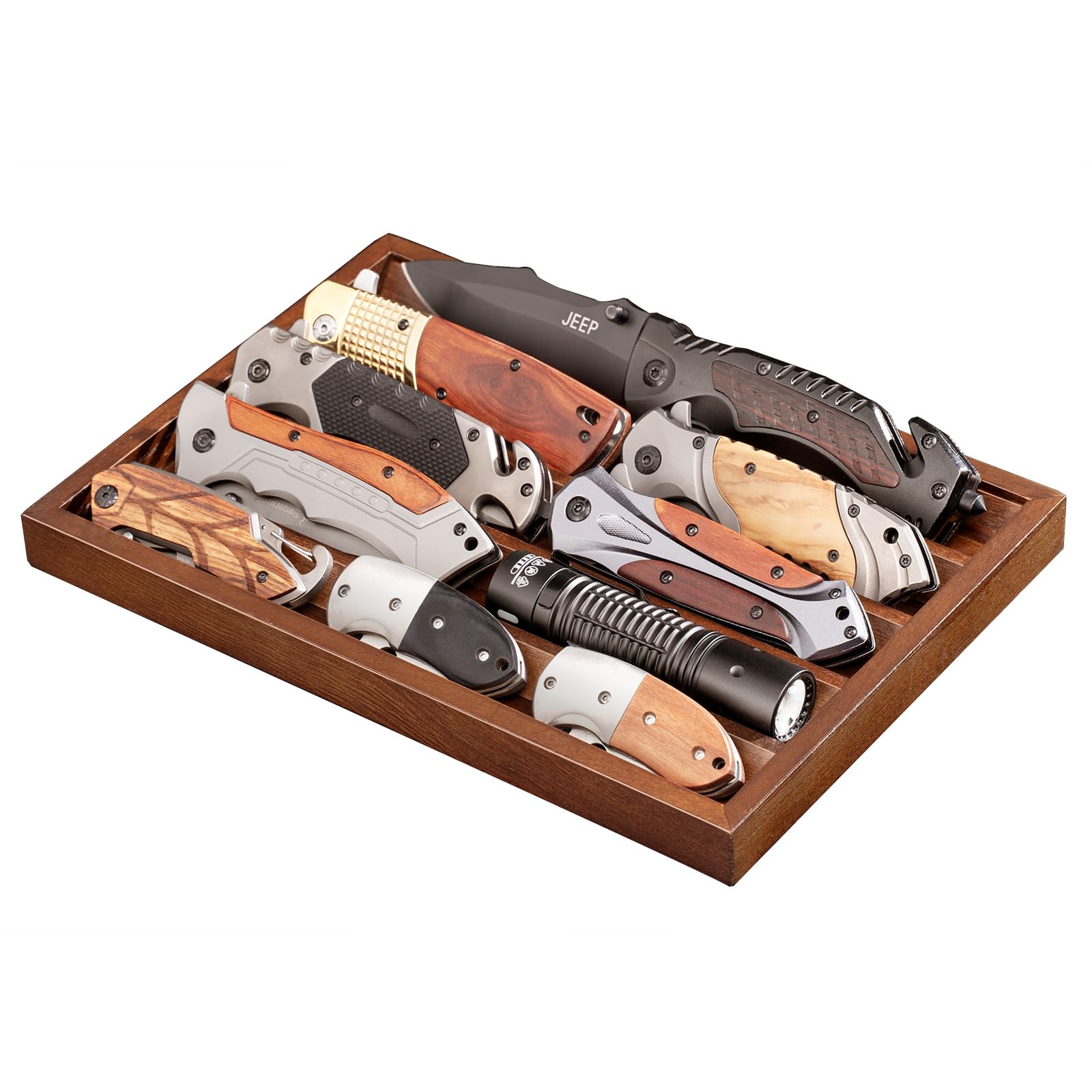 Présentoir à couteaux en bois de noyer, cadeau pour collectionneur