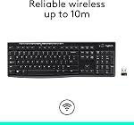 Logitech K270 Wireless Keyboard for Windows, 2.4 GHz Wireless, Full-Size, Number Pad, 8 Multimedia Keys, 2-Year Battery Life, Compatible with PC, Laptop, Black
