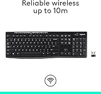 Vista 4 de Teclado inalámbrico K270, receptor unificador USB, color negro, Negro