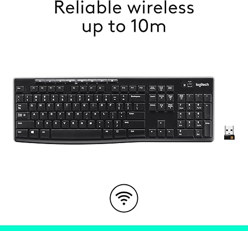 Miniatura 4 de Teclado inalámbrico K270, receptor unificador USB, color negro, Negro