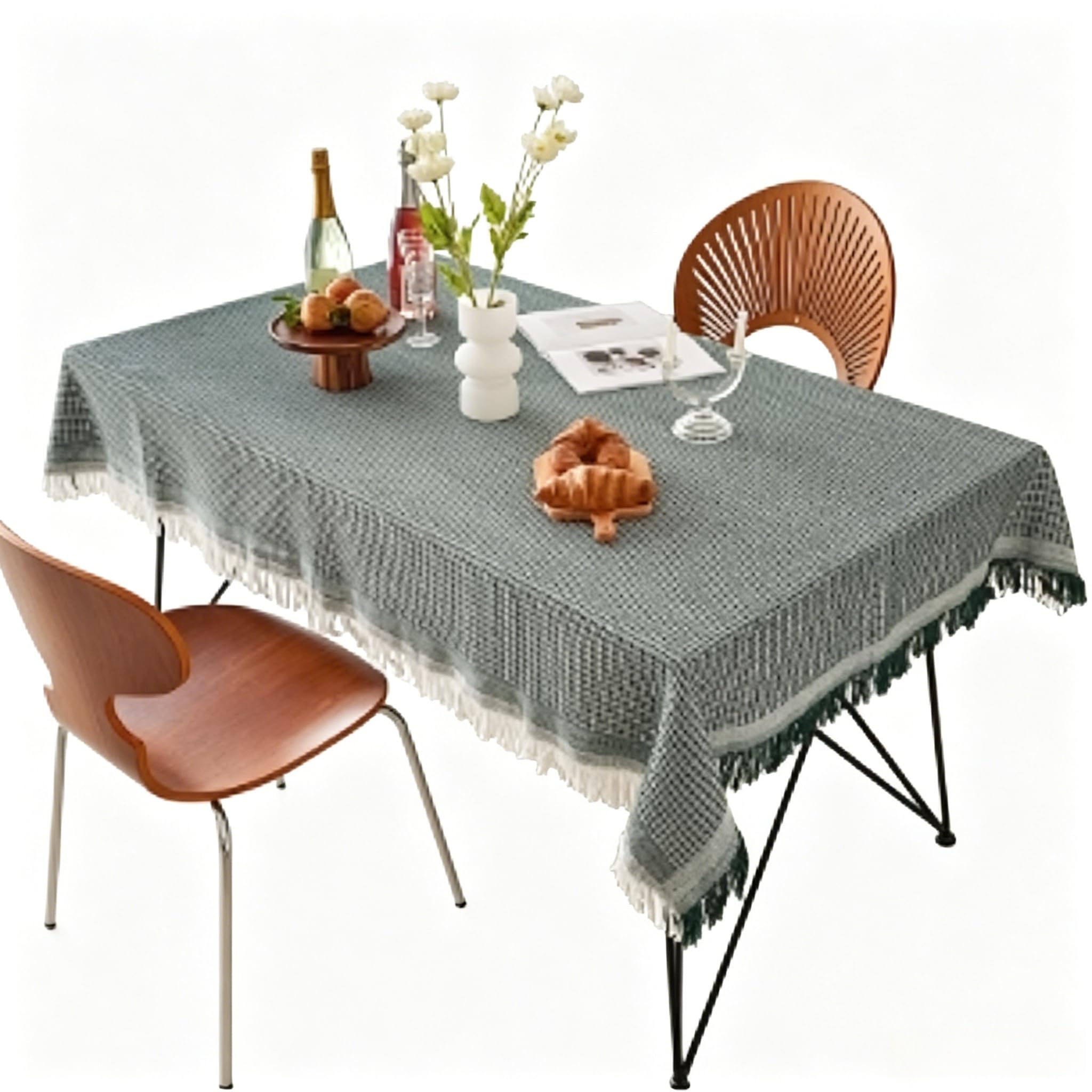 EDWNAS Waterproof Oilproof Coffee Table Tablecloth (dark green,90x210cm)