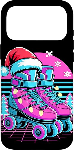 Vista 22 de Christmas Synthwave Rollerskate Rollerskater Rollerskating Case for iPhone 16