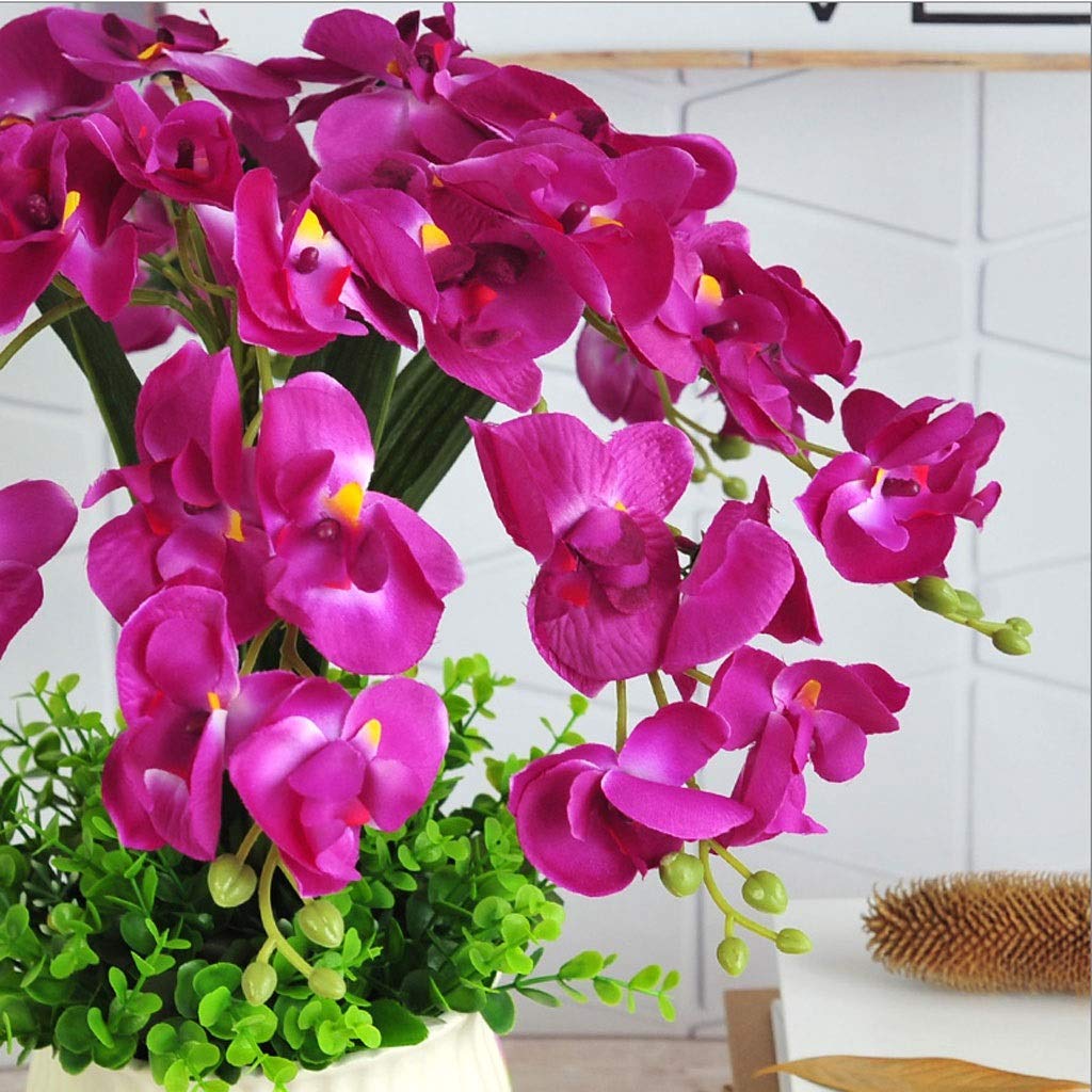 Künstliche Phalaenopsis-Blumen, Keramikvasen-Set, künstliches Bonsai-Blumen-Set, Plastikblumen, Kunstblumen, Seidenblumen, künstliche Topfdekoration für Zuhause