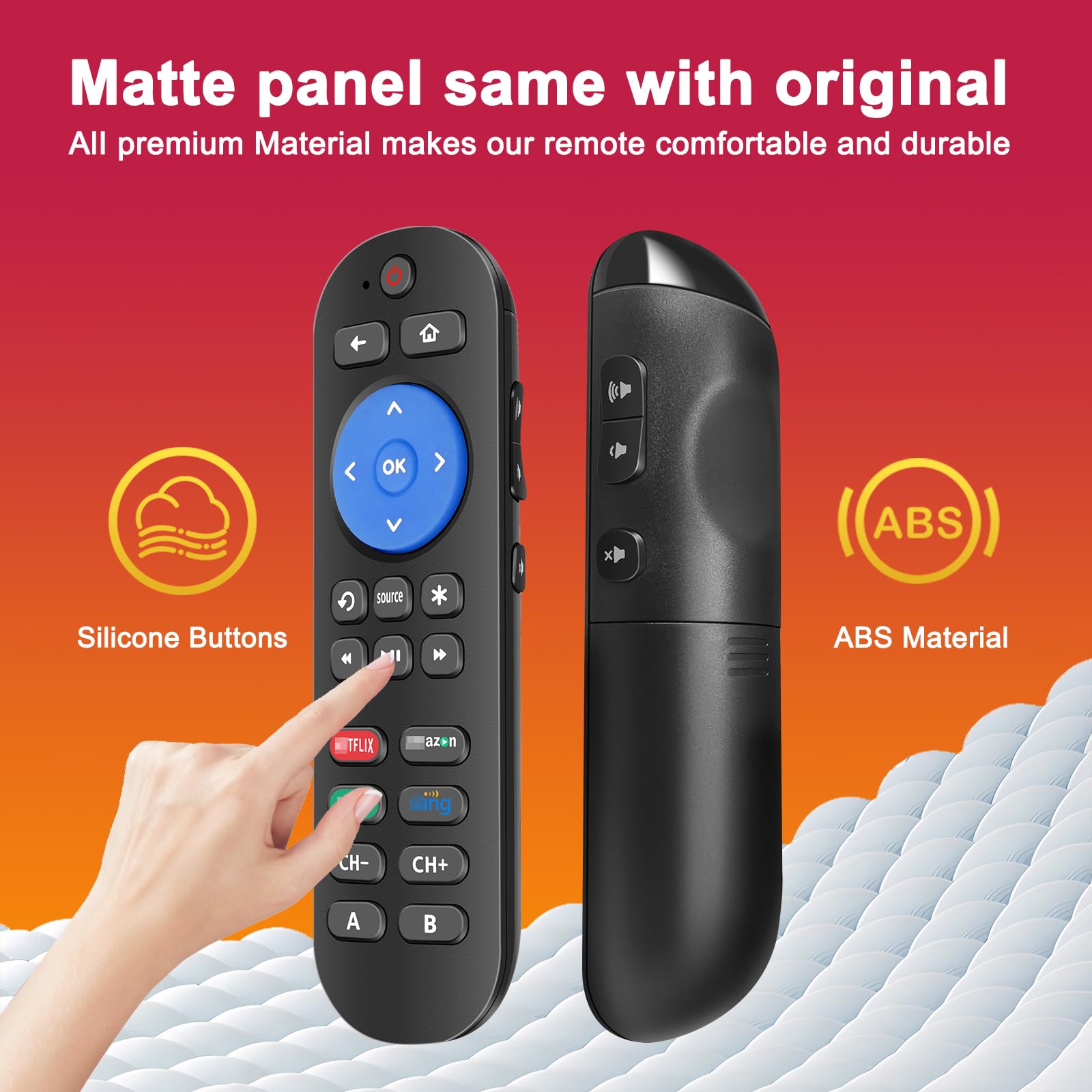 2 szt. zaprogramowany pilot zastępczy do Roku z klawiszem głośności – pilot All in One do Roku Express 4K+, Premiere/+, Ultra, 1 2 3 4 i Vizio TV Extra z 9 klawiszami edukacyjnymi (nie do kijka)