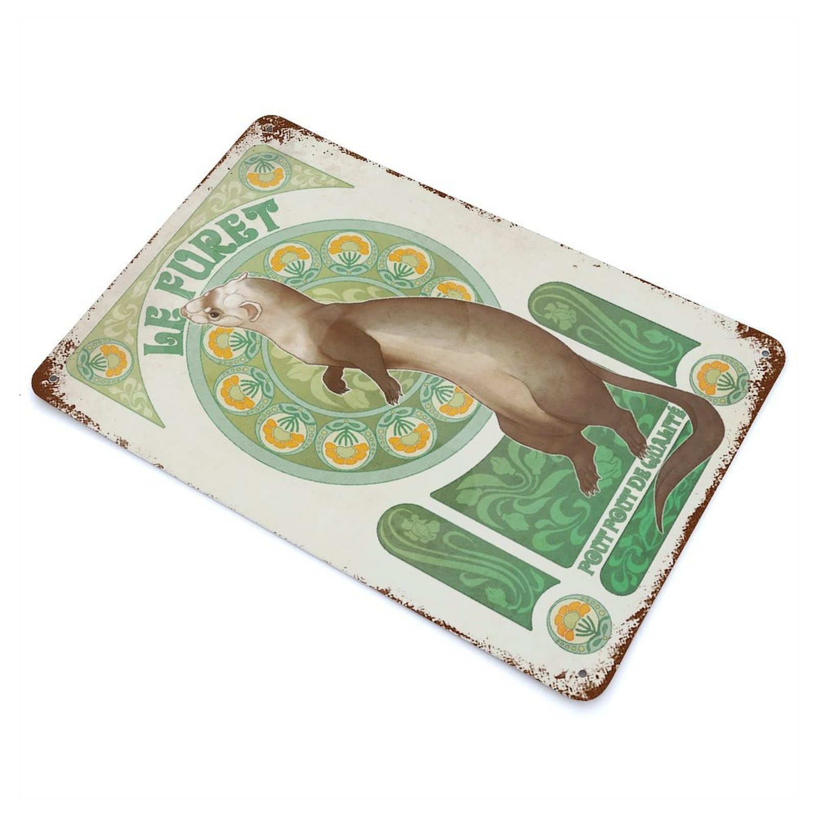 Le Furet Rust Effect Tin Sign 11.8"x7.9", Novelty Wall Decor for Garage, Pub Or Kitchen