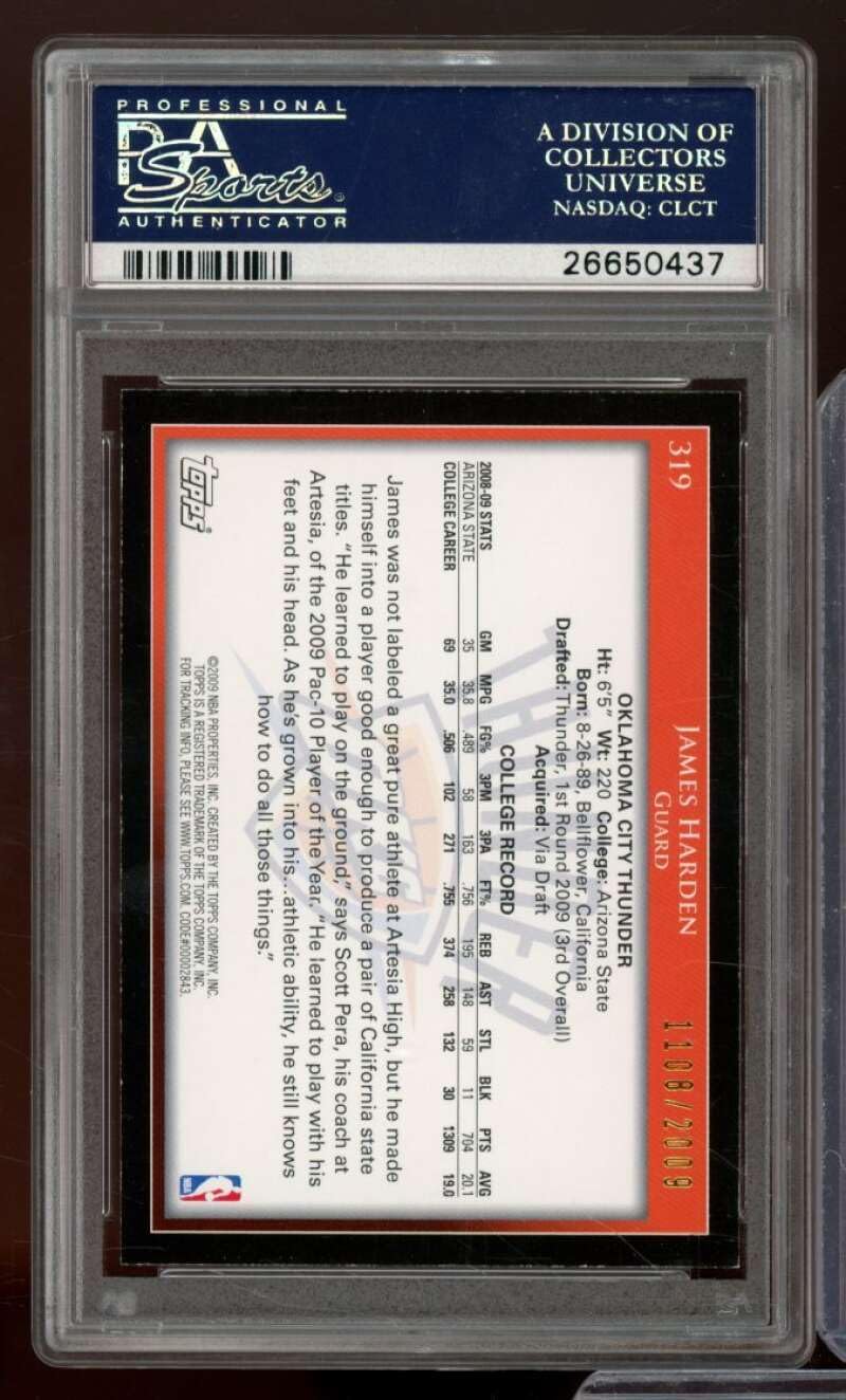 James Harden Rookie Card 2009-10 Topps #319 PSA 9