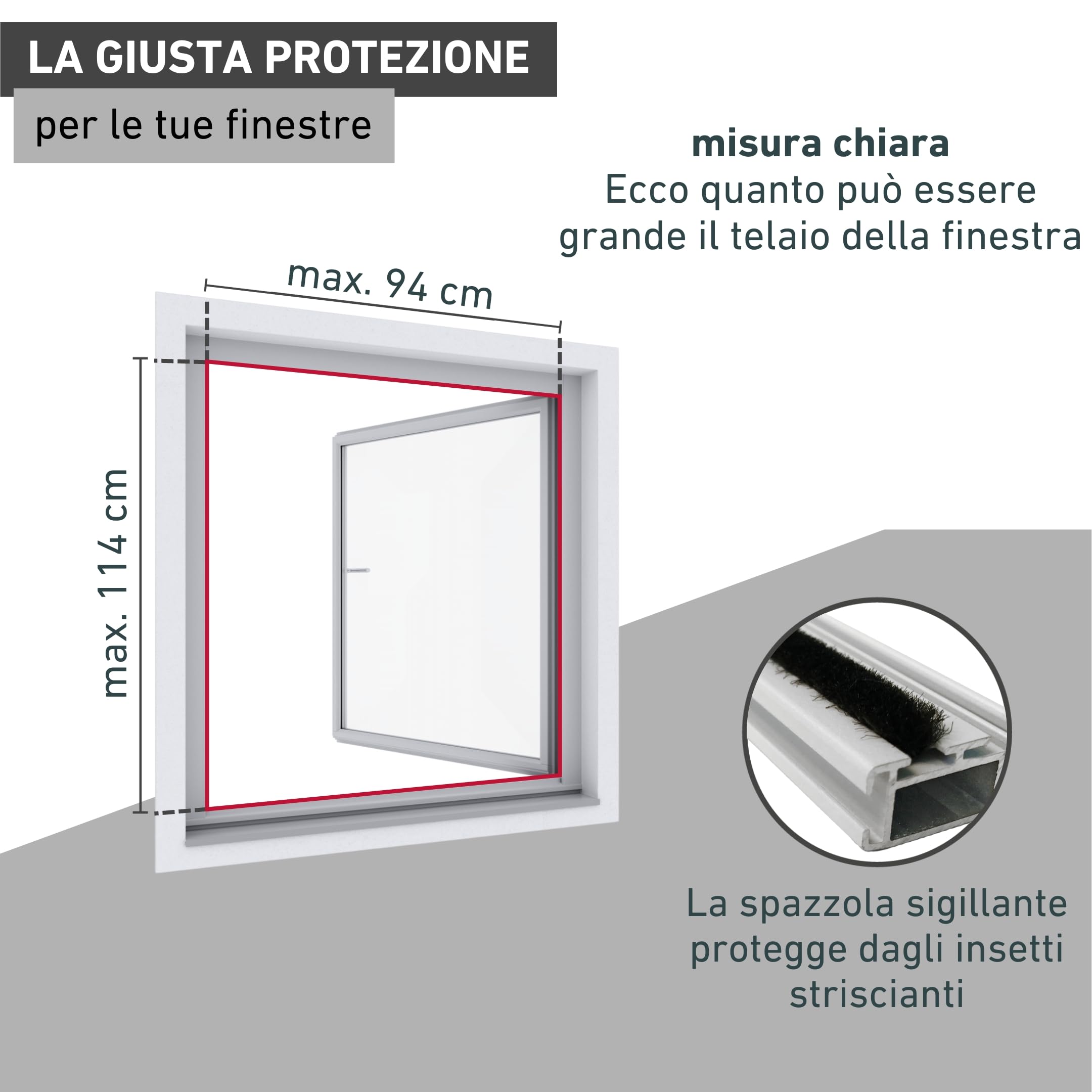 Windhager Zanzariera Basic, finestra del telaio, zanzariera per finestra, kit fai da te, 100 x 120 cm, bianco, 04504