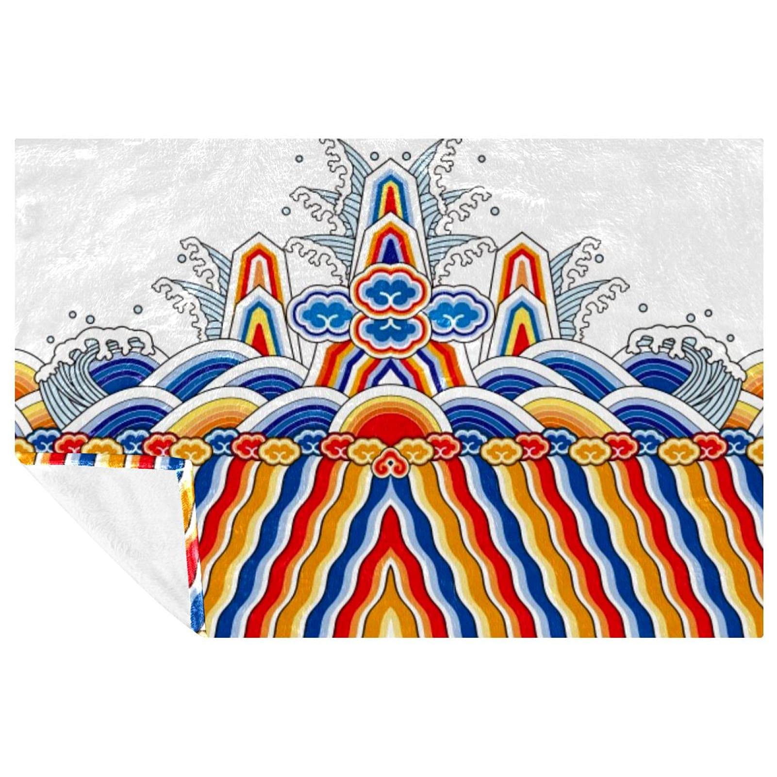 Plaid chinois imprimé 150x100 cm doux et chaud pour lit et canapé