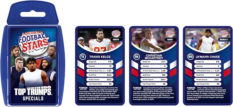 Top Trumps Card Game American Football Stars - Family Games for Kids and Adults - Learning Games - Kids Card Games for 2 Players and More - Kid War Games - Card Wars - for 6 Plus Kids