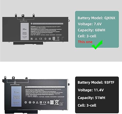 Miniatura 3 de GJKNX - Batería para Dell Latitude 5480 5490 5580 5590, compatible con Latitude 5280 5288 5290 5488 5491 5495 5591E5480 E5580 E5490 Precision 1 5