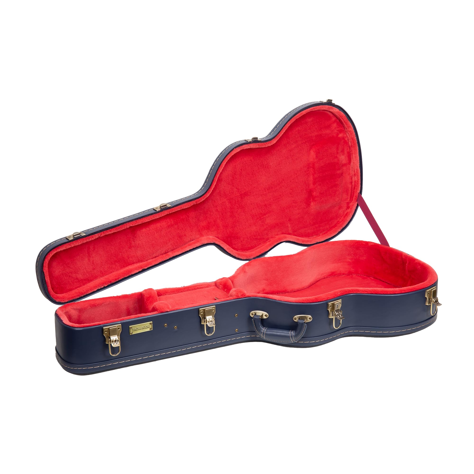 Crossrock Custodia in legno per chitarra classica 4/4 | Finitura scolpita Red Wood, interno peluche avorio, serratura – Premium Wooden Hardshell Relief Series
