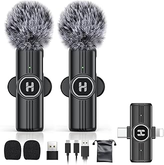 Mini Wireless Lavalier Microphone for iPhone, iPad, Android Phone - Noise Reduction Lapel USB C Bluetooth Mic for Recording, Clip on Omni Lav Mic for Video Recording, Tiktok, YouTube, Vlog